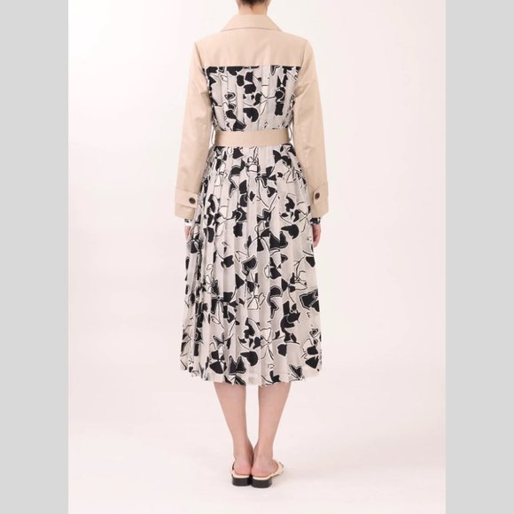 NWT Jason Wu Trench Coat with Jacquard Pleated Back size Large - Picture 3 of 11